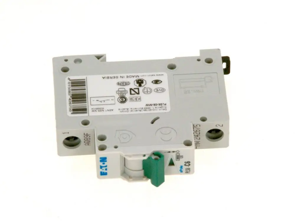Sicherung von Bosch mit einem Hebel und farblich gekennzeichneten Anschlüssen. Das Produkt ist in neutralen Farben gehalten und bietet eine klare Beschriftung für die Sicherheitsfunktionen.